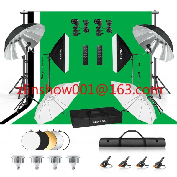 Photography Umbrella Lighting Kit - Attrezzatura per studio fotografico 2.6*3m/2*3m Sfondo