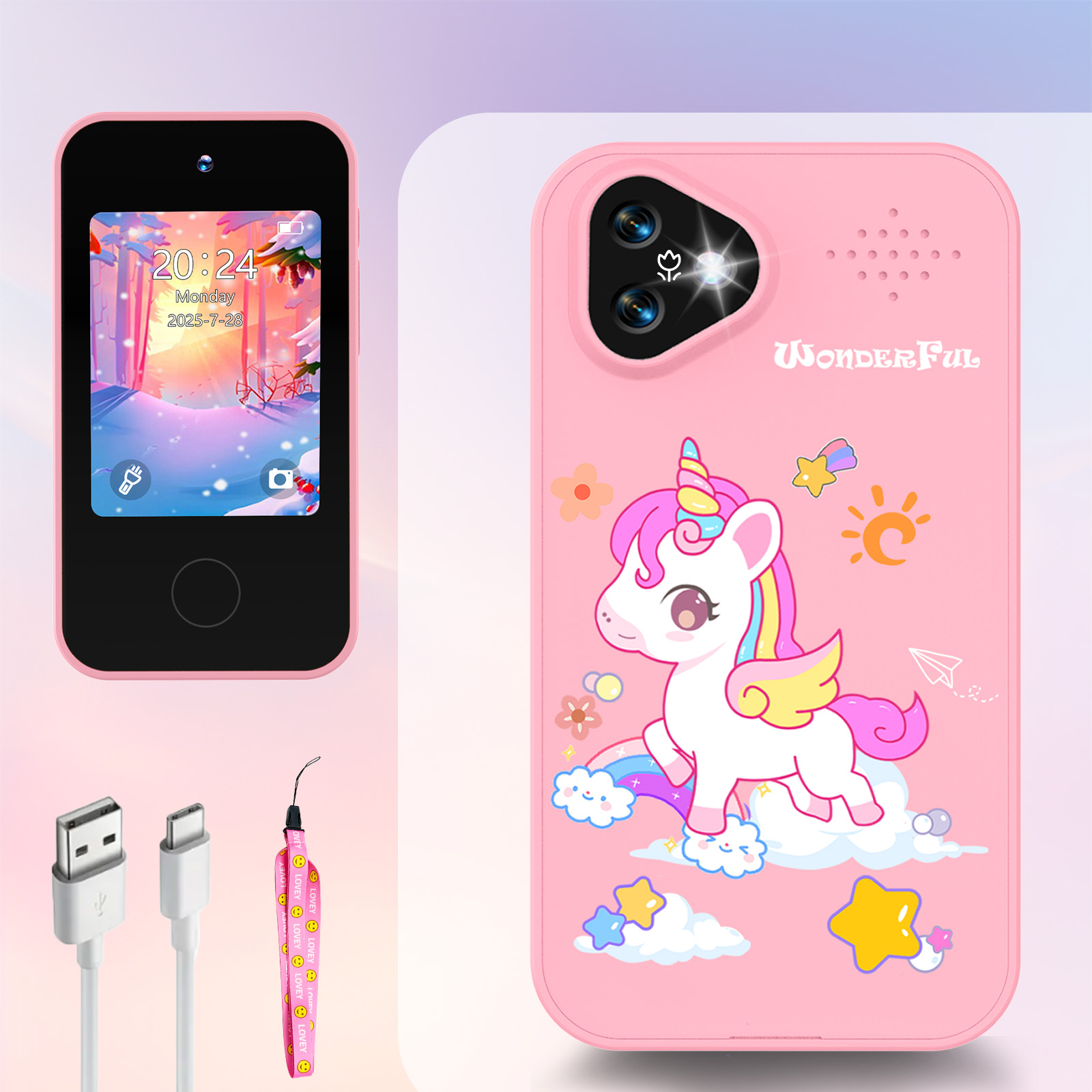 Photograph Mp3 - Giocattolo Fotocamera Smartphone per Bambini Unicorno,
