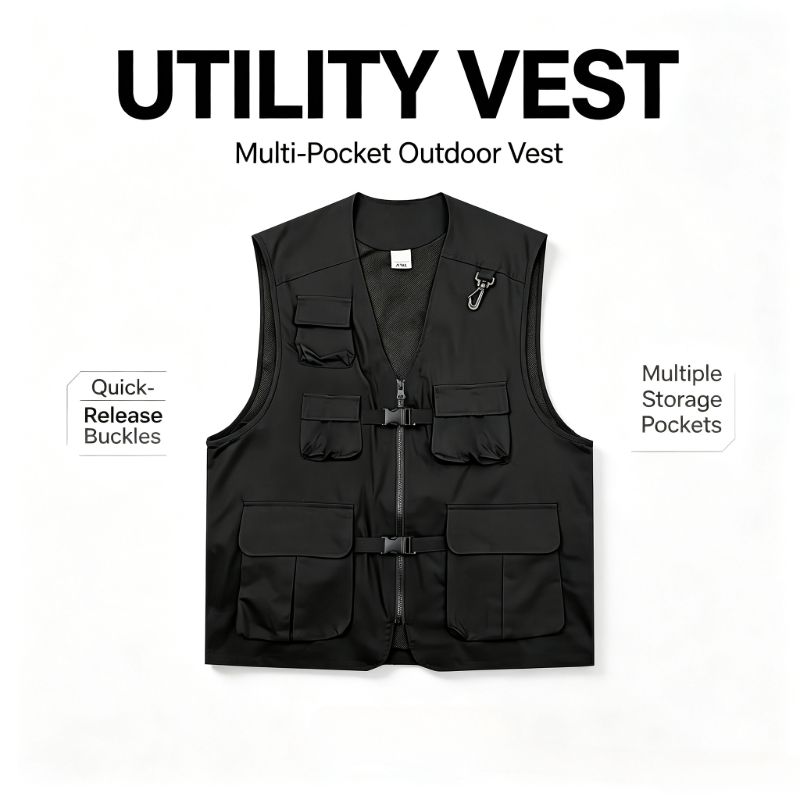 Photography Vest - Gilet Cargo Funzionale Streetwear per Uomo,