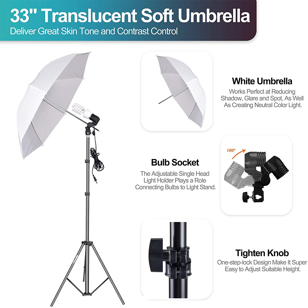 Il set di attrezzature per stu - Photography Umbrella Lighting Kit recensione e prezzo